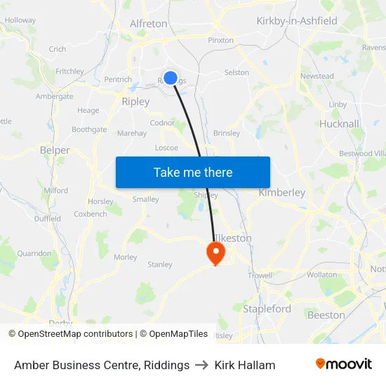 Amber Business Centre, Riddings to Kirk Hallam map
