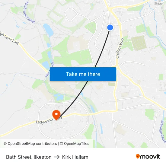 Bath Street, Ilkeston to Kirk Hallam map