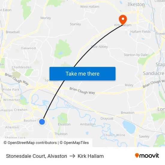 Stonesdale Court, Alvaston to Kirk Hallam map