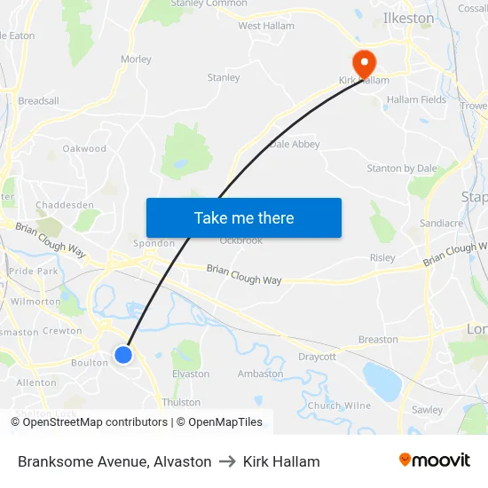 Branksome Avenue, Alvaston to Kirk Hallam map