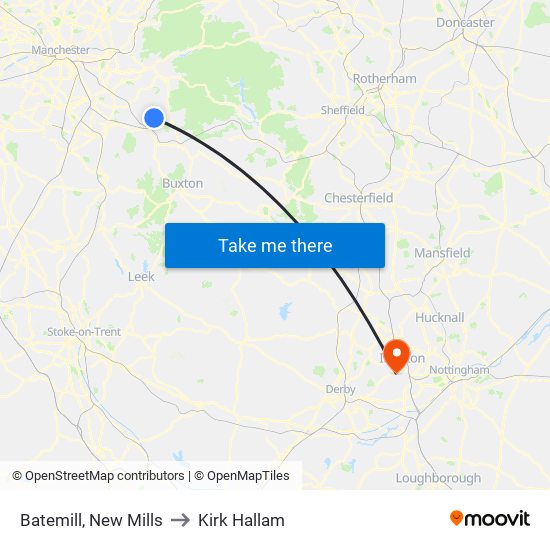 Batemill, New Mills to Kirk Hallam map