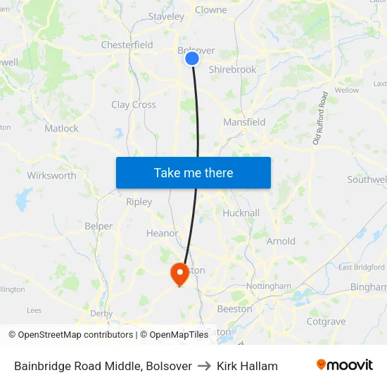 Bainbridge Road Middle, Bolsover to Kirk Hallam map