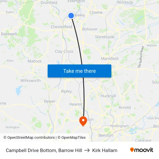 Campbell Drive Bottom, Barrow Hill to Kirk Hallam map