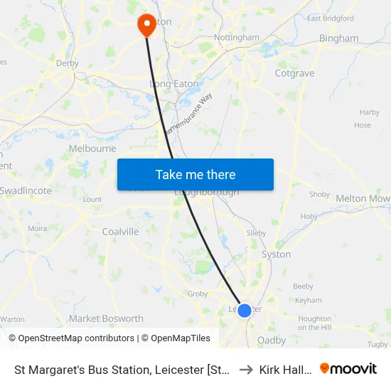 St Margaret's Bus Station, Leicester [Stand Sc] to Kirk Hallam map