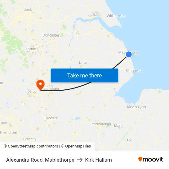 Alexandra Road, Mablethorpe to Kirk Hallam map