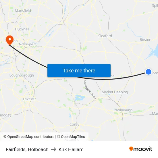 Fairfields, Holbeach to Kirk Hallam map