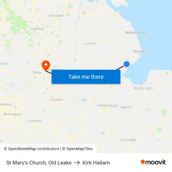St Mary's Church, Old Leake to Kirk Hallam map