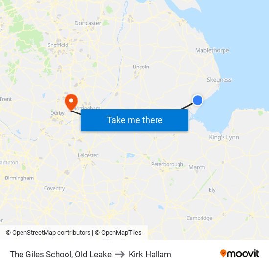 The Giles School, Old Leake to Kirk Hallam map