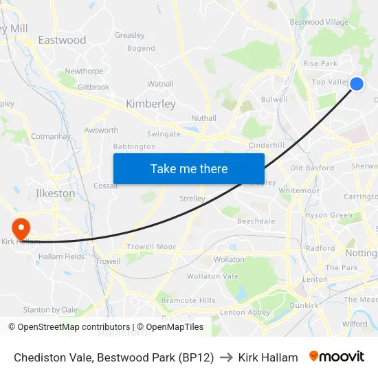 Chediston Vale, Bestwood Park (BP12) to Kirk Hallam map