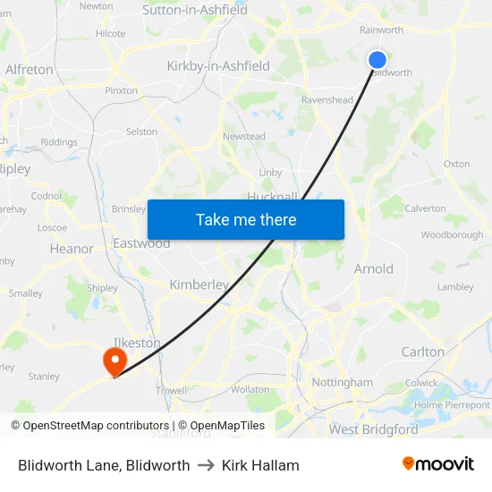 Blidworth Lane, Blidworth to Kirk Hallam map