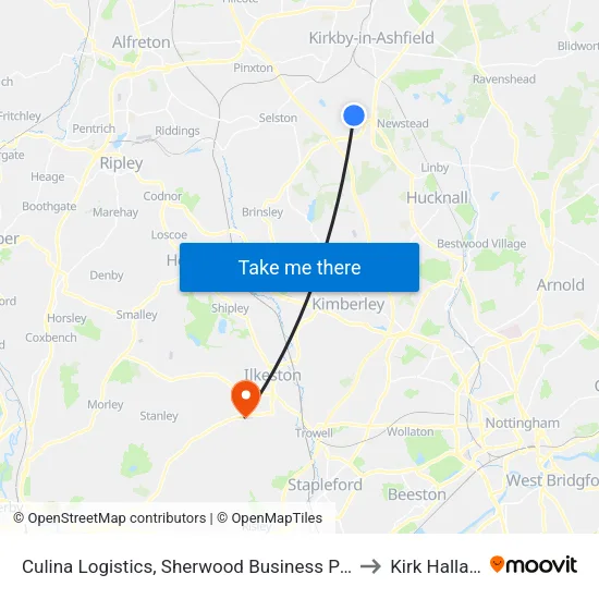 Culina Logistics, Sherwood Business Park to Kirk Hallam map