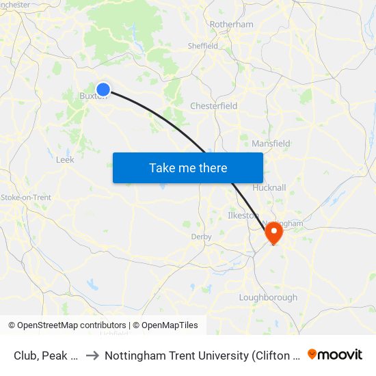 Club, Peak Dale to Nottingham Trent University (Clifton Campus) map