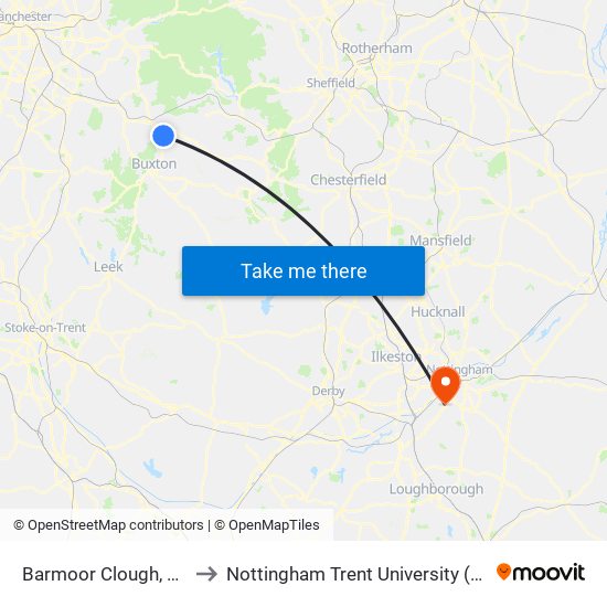 Barmoor Clough, Dove Holes to Nottingham Trent University (Clifton Campus) map