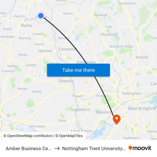 Amber Business Centre, Riddings to Nottingham Trent University (Clifton Campus) map