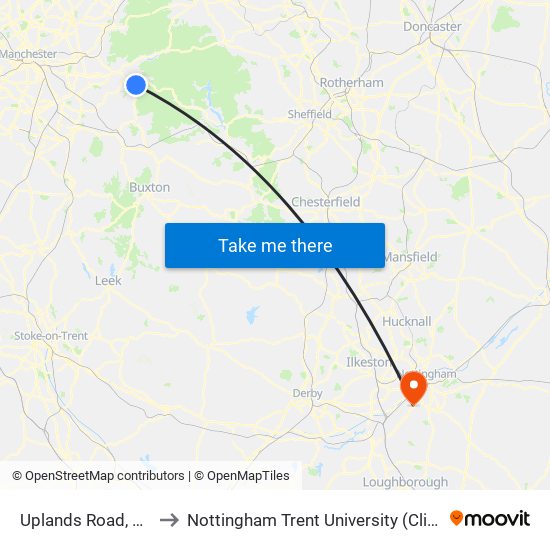 Uplands Road, Whitfield to Nottingham Trent University (Clifton Campus) map