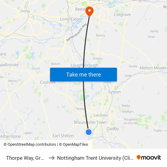 Thorpe Way, Grove Park to Nottingham Trent University (Clifton Campus) map