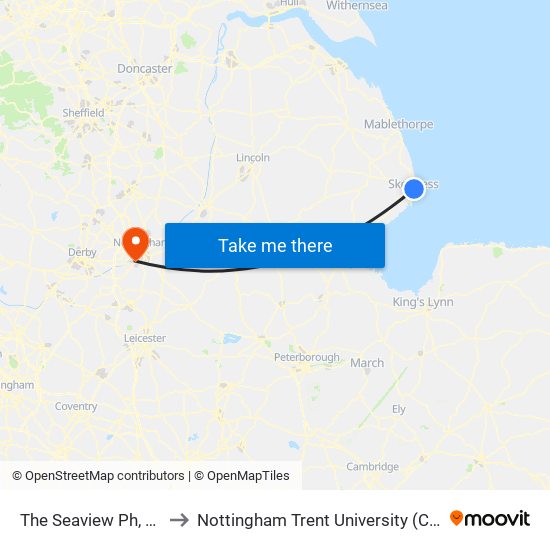 The Seaview Ph, Skegness to Nottingham Trent University (Clifton Campus) map