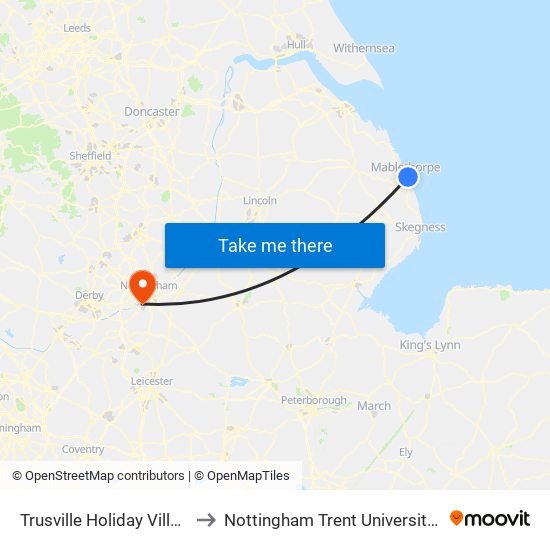 Trusville Holiday Village, Trusthorpe to Nottingham Trent University (Clifton Campus) map