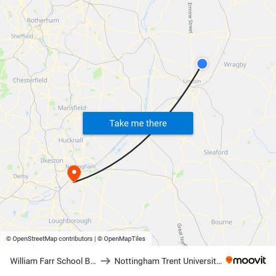 William Farr School Bus Park, Welton to Nottingham Trent University (Clifton Campus) map