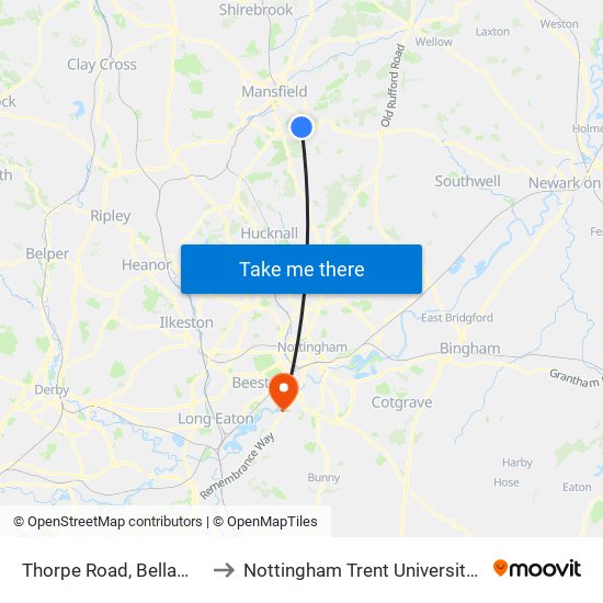 Thorpe Road, Bellamy Road Estate to Nottingham Trent University (Clifton Campus) map