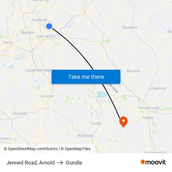 Jenned Road, Arnold to Oundle map