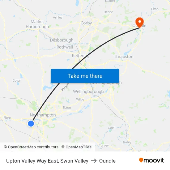 Upton Valley Way East, Swan Valley to Oundle map