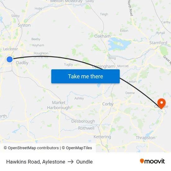 Hawkins Road, Aylestone to Oundle map