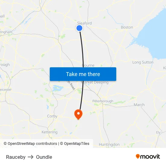 Rauceby to Oundle map