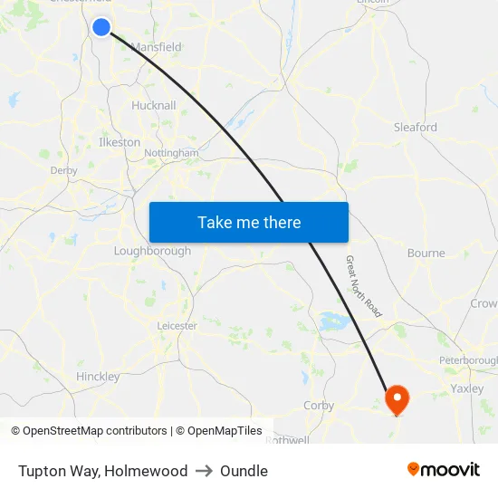 Tupton Way, Holmewood to Oundle map