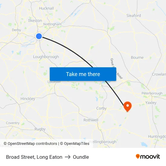 Broad Street, Long Eaton to Oundle map