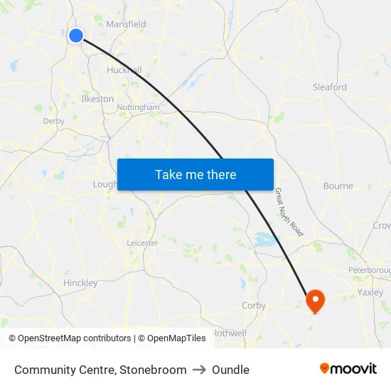 Community Centre, Stonebroom to Oundle map