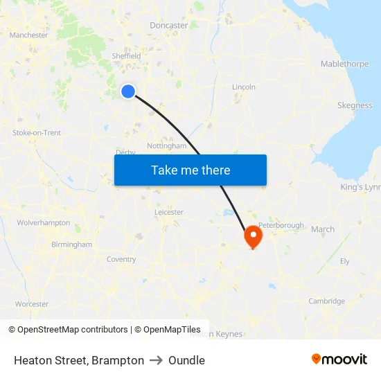 Heaton Street, Brampton to Oundle map