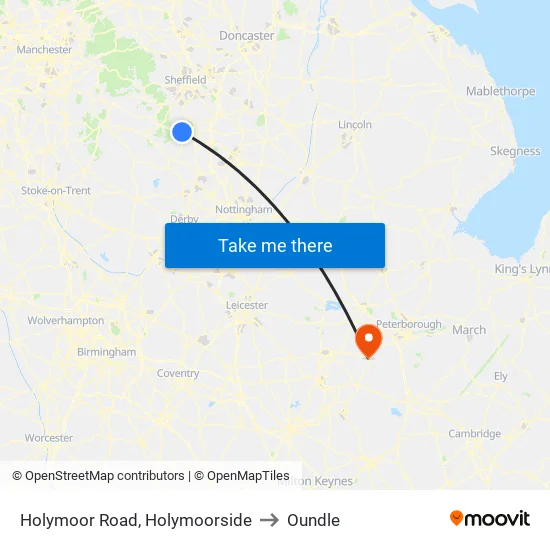 Holymoor Road, Holymoorside to Oundle map
