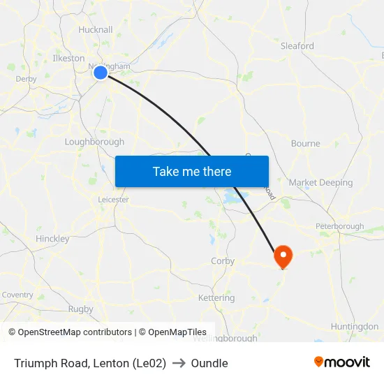 Triumph Road, Lenton (Le02) to Oundle map