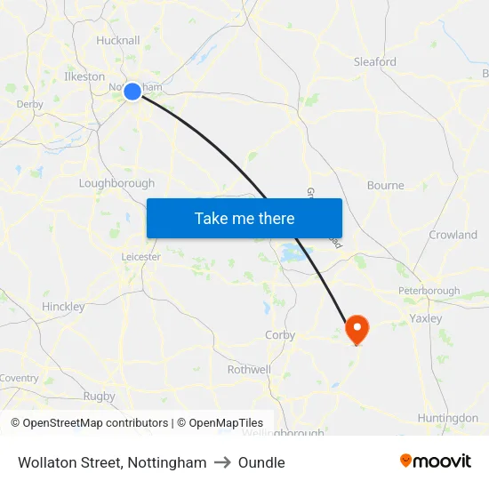 Wollaton Street, Nottingham to Oundle map
