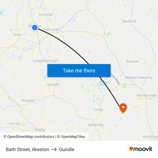 Bath Street, Ilkeston to Oundle map