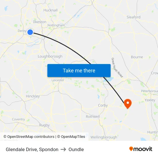 Glendale Drive, Spondon to Oundle map
