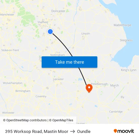 395 Worksop Road, Mastin Moor to Oundle map