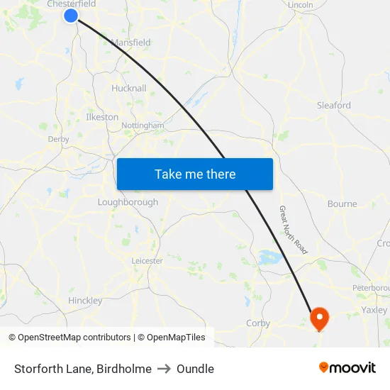 Storforth Lane, Birdholme to Oundle map