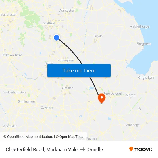 Chesterfield Road, Markham Vale to Oundle map