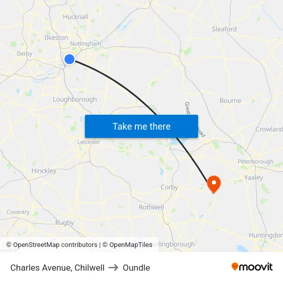 Charles Avenue, Chilwell to Oundle map