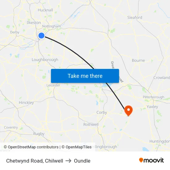 Chetwynd Road, Chilwell to Oundle map