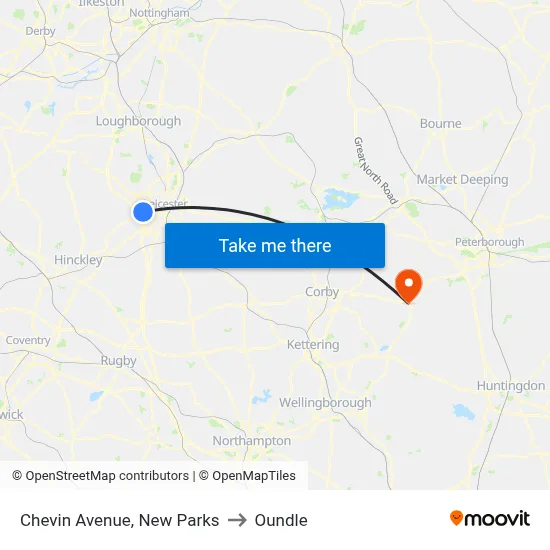 Chevin Avenue, New Parks to Oundle map