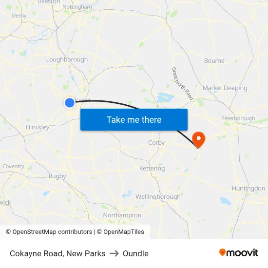 Cokayne Road, New Parks to Oundle map