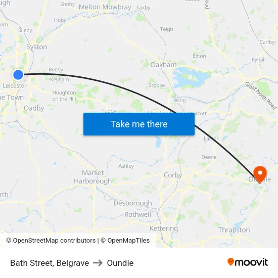 Bath Street, Belgrave to Oundle map