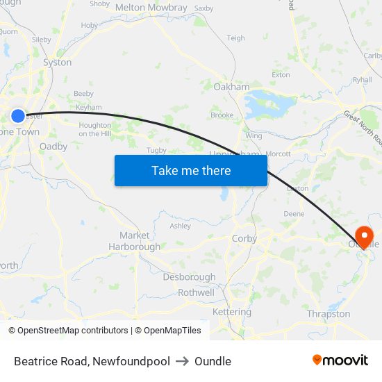 Beatrice Road, Newfoundpool to Oundle map