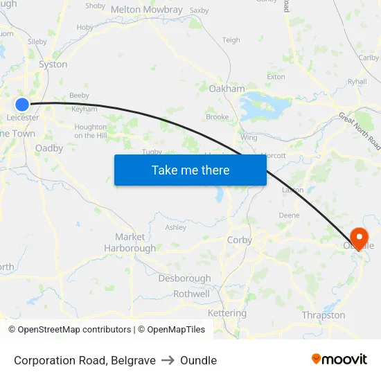 Corporation Road, Belgrave to Oundle map