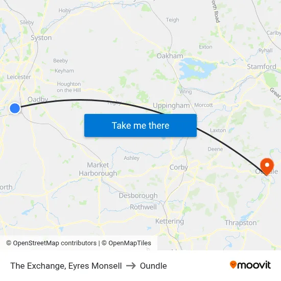 The Exchange, Eyres Monsell to Oundle map