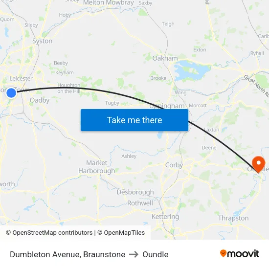 Dumbleton Avenue, Braunstone to Oundle map