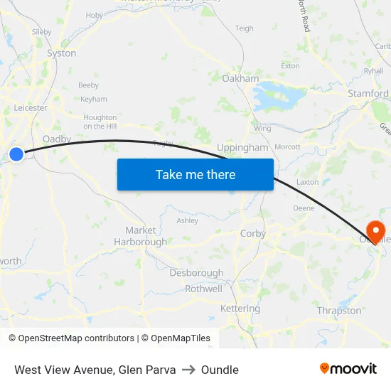 West View Avenue, Glen Parva to Oundle map